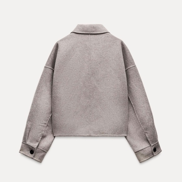 ZARA ECRU TAN MARL DOUBLE FACED WOOL BLEND JACKET COAT - Picture 2 of 5